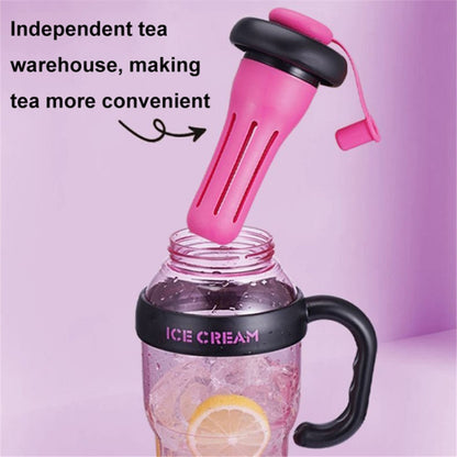 1200ml Water Bottles with Straw Tea Strainer PP+Silicone Bottle for Gym Outdoor Activities (No FDA, BPA-Free)