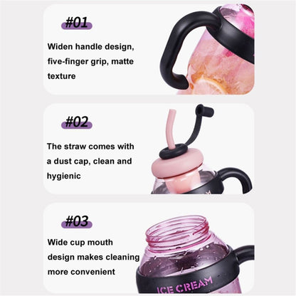 1200ml Water Bottles with Straw Tea Strainer PP+Silicone Bottle for Gym Outdoor Activities (No FDA, BPA-Free)