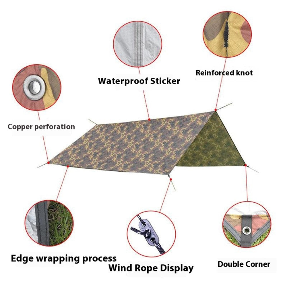 3x5m Outdoor Camouflage Tarp Camping Shelter Sun Shade 210T Waterproof Tent Canopy