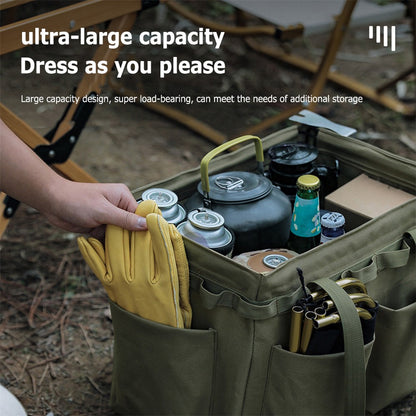 Outdoor Camping Travel Tools Storage Large Capacity Bag Folding Firewood Handbag Picnic Barbecue Cutlery Organizer