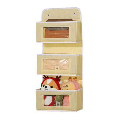 Over Door Hanging Organizer 3 Tier Storage Bag with Clear Window Fabric Holder for Toys Miscellaneous Items