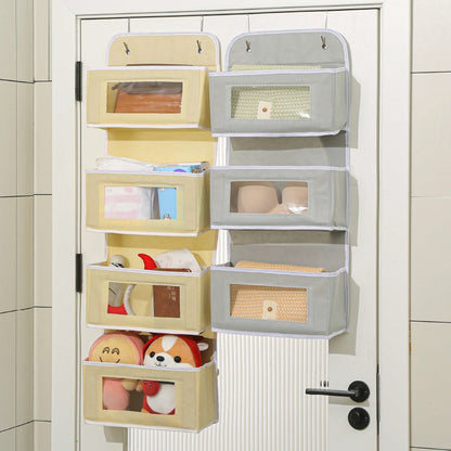 Over Door Hanging Organizer 3 Tier Storage Bag with Clear Window Fabric Holder for Toys Miscellaneous Items