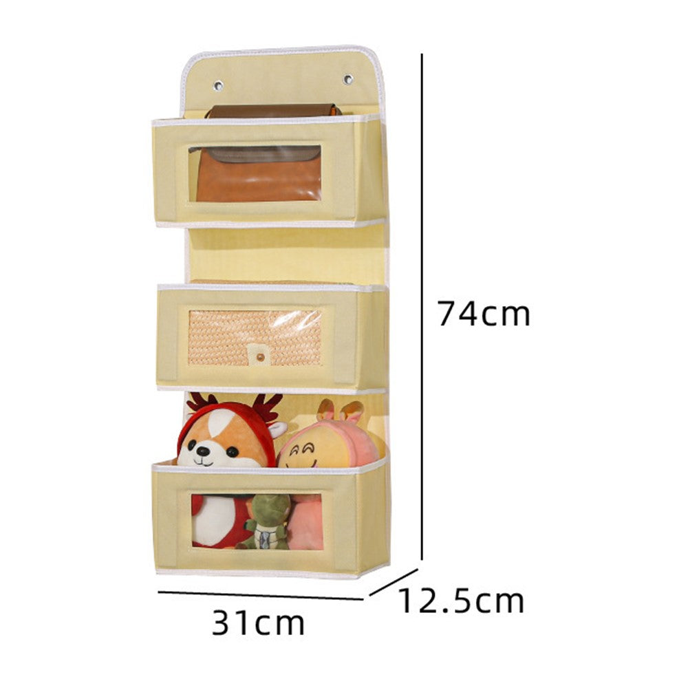 Over Door Hanging Organizer 3 Tier Storage Bag with Clear Window Fabric Holder for Toys Miscellaneous Items