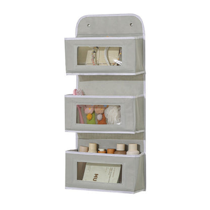Over Door Hanging Organizer 3 Tier Storage Bag with Clear Window Fabric Holder for Toys Miscellaneous Items