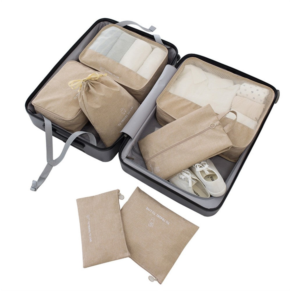 Travel Organizer Set 7 Pieces Clothing Sorting Packing Cubes Waterproof Luggage Storage Bags