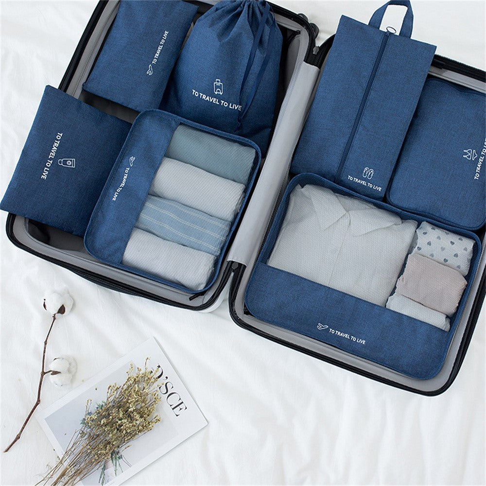 Travel Organizer Set 7 Pieces Clothing Sorting Packing Cubes Waterproof Luggage Storage Bags