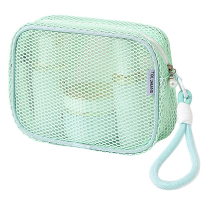 Mesh Cosmetic Bag Pearl Pull Head Zipper Toiletry Organizer Makeup Storage Pouch for Travel Daily Use