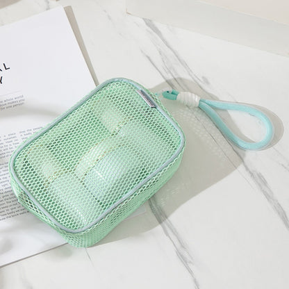 Mesh Cosmetic Bag Pearl Pull Head Zipper Toiletry Organizer Makeup Storage Pouch for Travel Daily Use