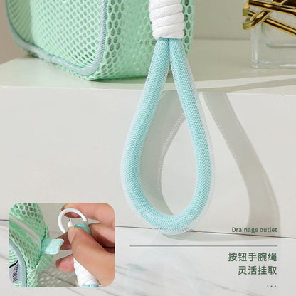 Mesh Cosmetic Bag Pearl Pull Head Zipper Toiletry Organizer Makeup Storage Pouch for Travel Daily Use