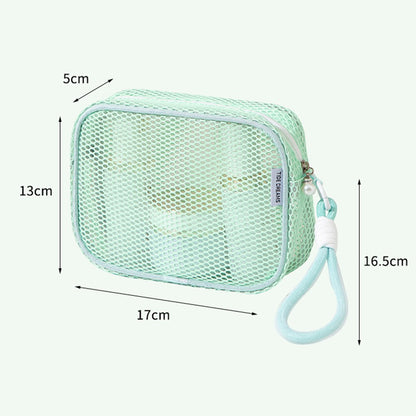 Mesh Cosmetic Bag Pearl Pull Head Zipper Toiletry Organizer Makeup Storage Pouch for Travel Daily Use