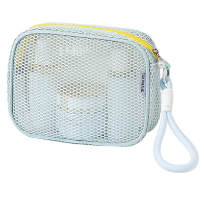 Mesh Cosmetic Bag Pearl Pull Head Zipper Toiletry Organizer Makeup Storage Pouch for Travel Daily Use