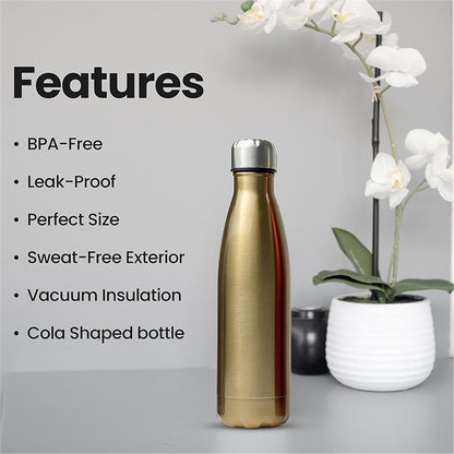 JUNSUNMAY 500ml 304 Stainless Steel Vacuum Insulated Cup Office School Outdoor Water Bottle (BPA-Free, No FDA Certification)