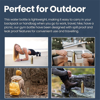 JUNSUNMAY 500ml 304 Stainless Steel Vacuum Insulated Cup Office School Outdoor Water Bottle (BPA-Free, No FDA Certification)