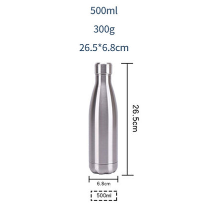 JUNSUNMAY 500ml 304 Stainless Steel Vacuum Insulated Cup Office School Outdoor Water Bottle (BPA-Free, No FDA Certification)