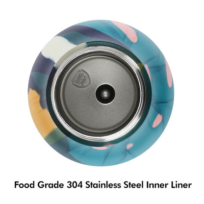 JUNSUNMAY 550ml Geometric Pattern 304 Stainless Steel Vacuum Insulated Water Bottle (BPA Free, No FDA)