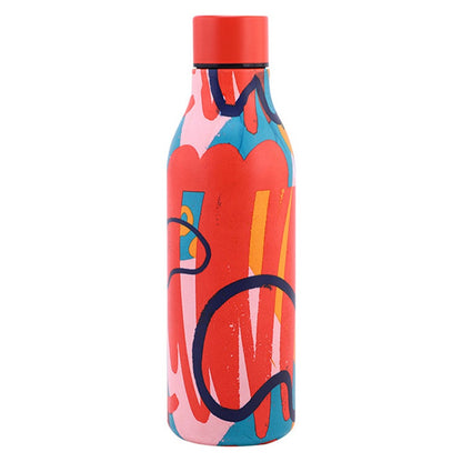 JUNSUNMAY 550ml Geometric Pattern 304 Stainless Steel Vacuum Insulated Water Bottle (BPA Free, No FDA)