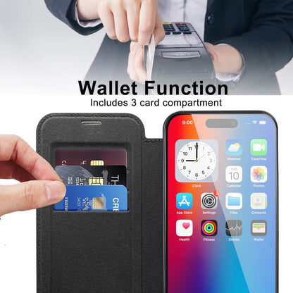 For iPhone 16 Magnetic Case RFID Blocking Leather Phone Cover