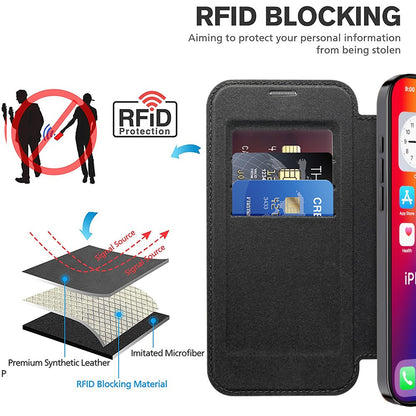 For iPhone 16 Magnetic Case RFID Blocking Leather Phone Cover