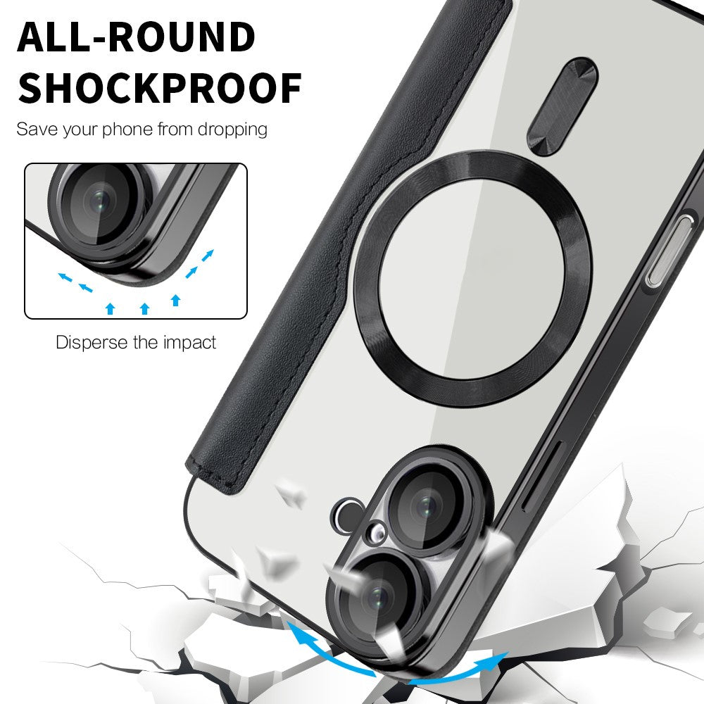 For iPhone 16 Magnetic Case RFID Blocking Leather Phone Cover