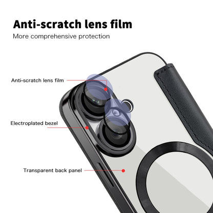 For iPhone 16 Magnetic Case RFID Blocking Leather Phone Cover