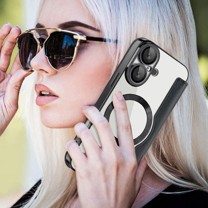 For iPhone 16 Magnetic Case RFID Blocking Leather Phone Cover