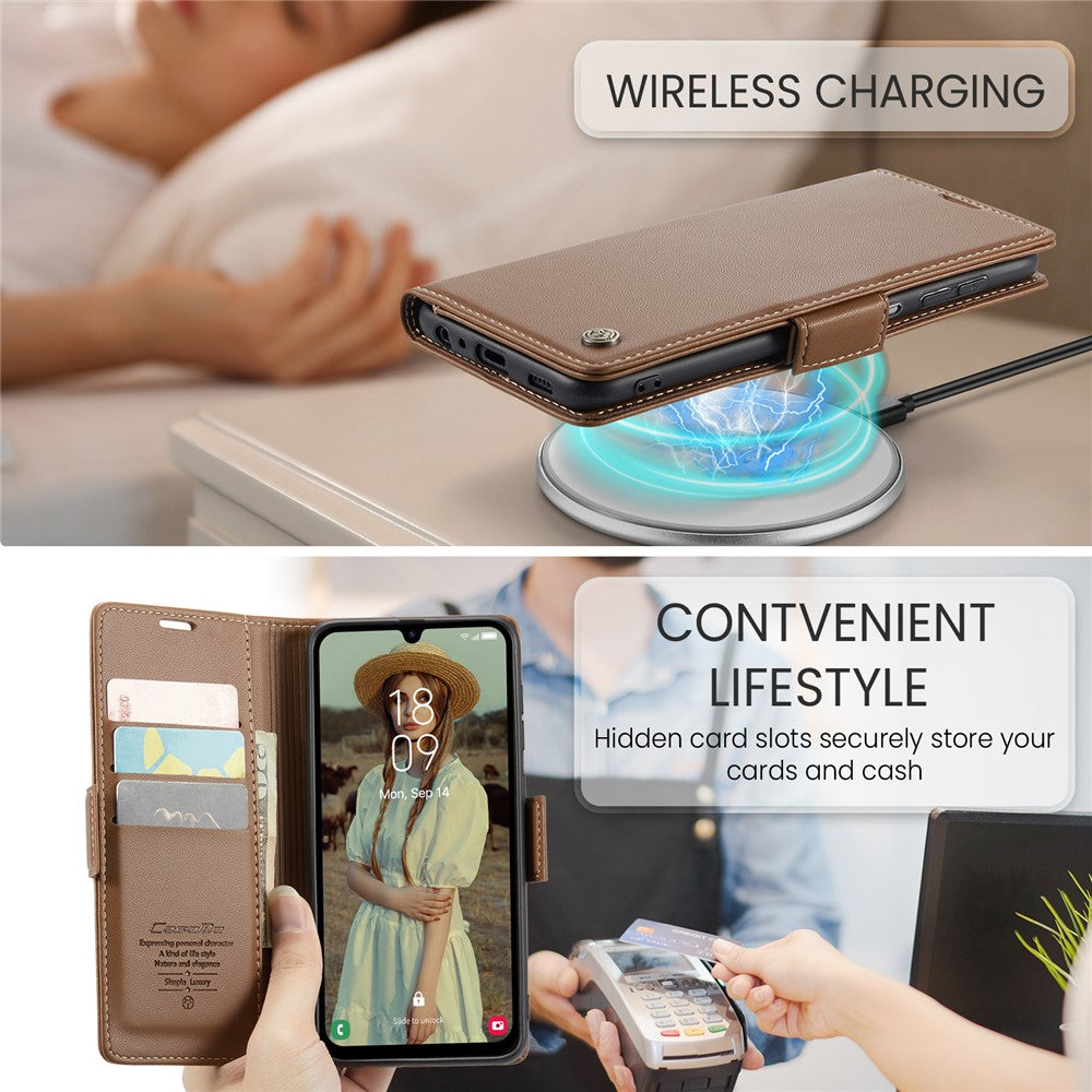 For Samsung Galaxy A16 5G / A16 4G Leather Case CASEME 023 RFID Blocking 3 Card Slot Mobile Cover