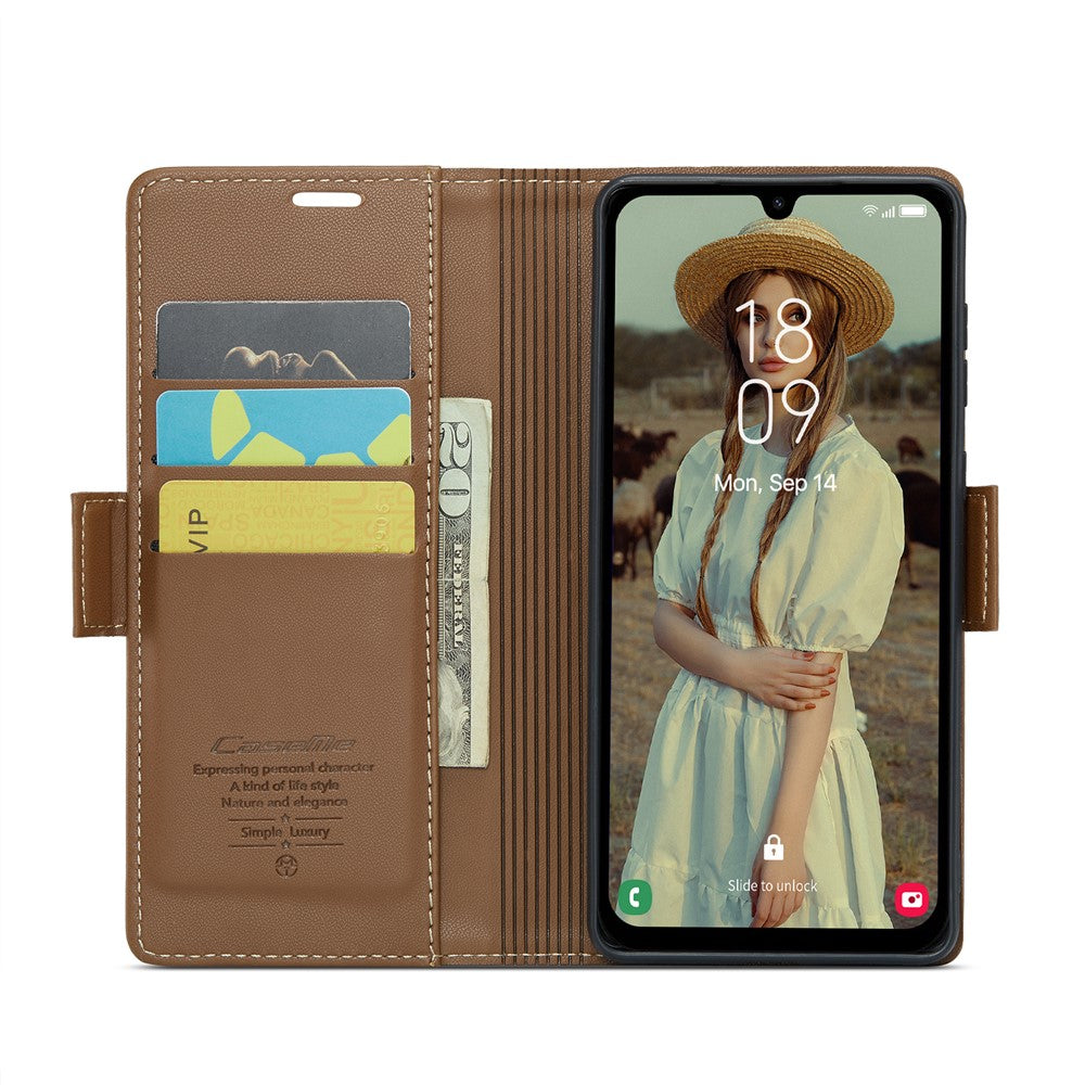 For Samsung Galaxy A16 5G / A16 4G Leather Case CASEME 023 RFID Blocking 3 Card Slot Mobile Cover