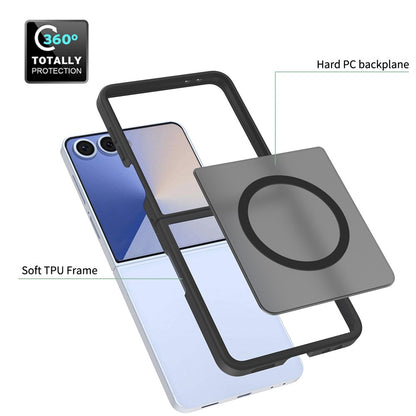 For Samsung Galaxy Z Flip7 5G Case Compatible with MagSafe TPU Frame Acrylic Back Phone Cover Skin Touch
