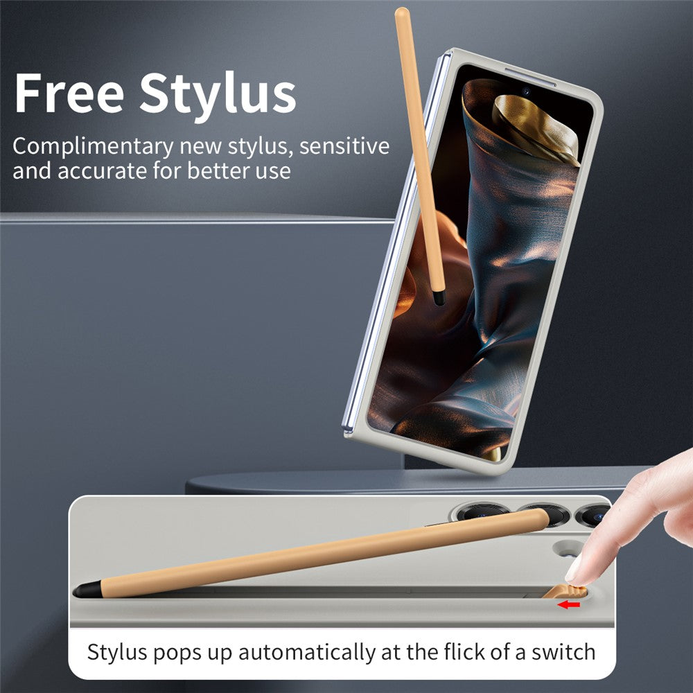 For Samsung Galaxy Z Fold7 5G Phone Case with Tempered Glass Film Hard PC Back Cover with Stylus