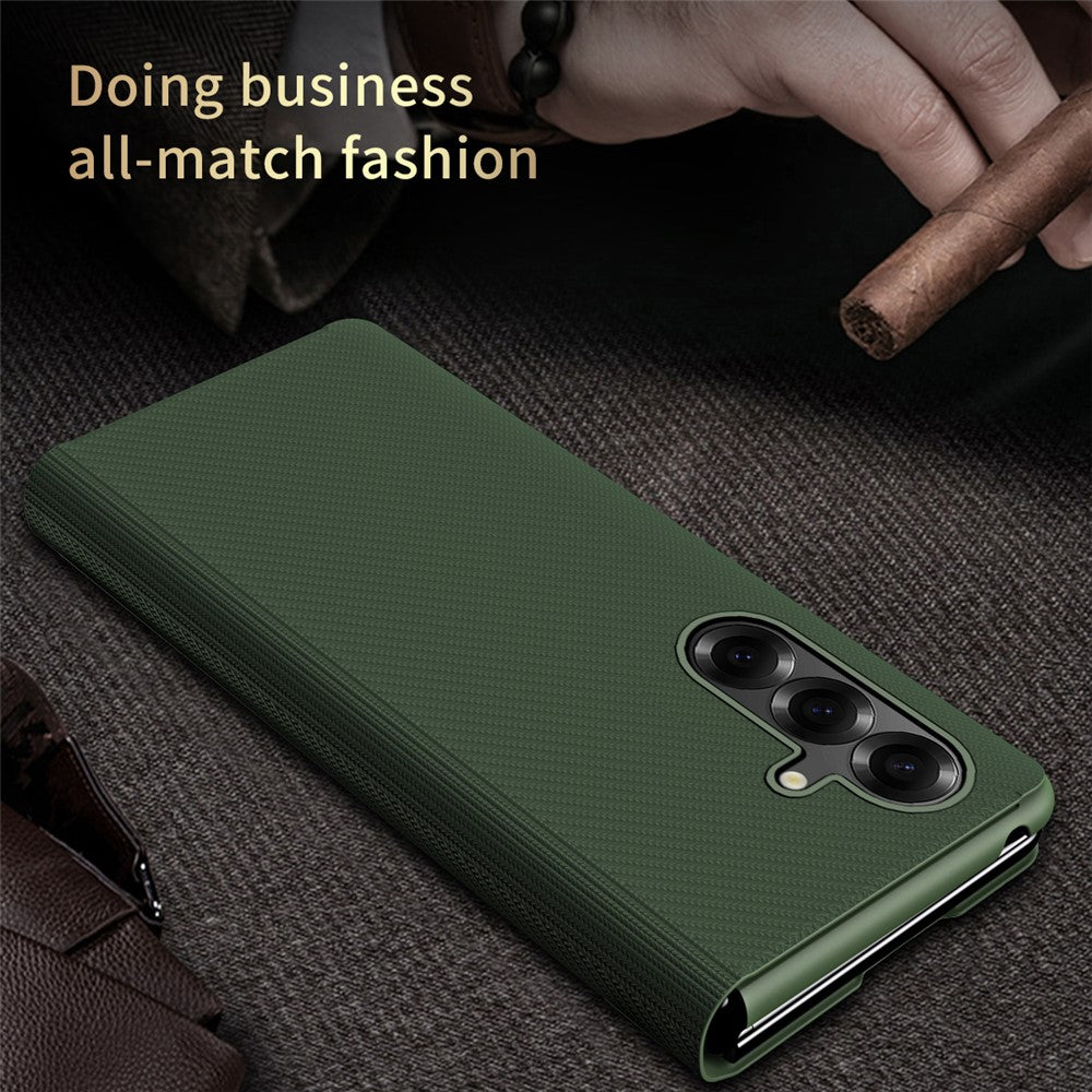 For Samsung Galaxy Z Fold7 5G Case Kevlar Texture Leather + PC Stand Phone Cover