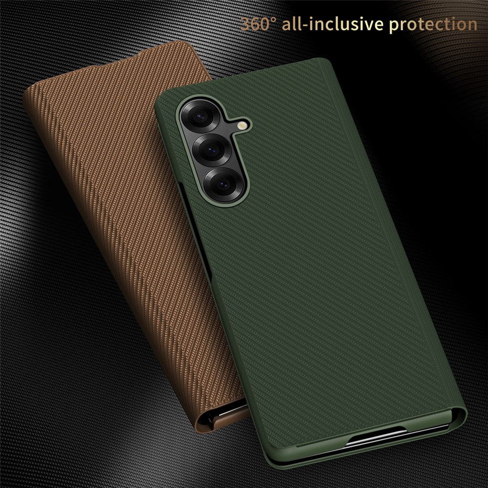 For Samsung Galaxy Z Fold7 5G Case Kevlar Texture Leather + PC Stand Phone Cover