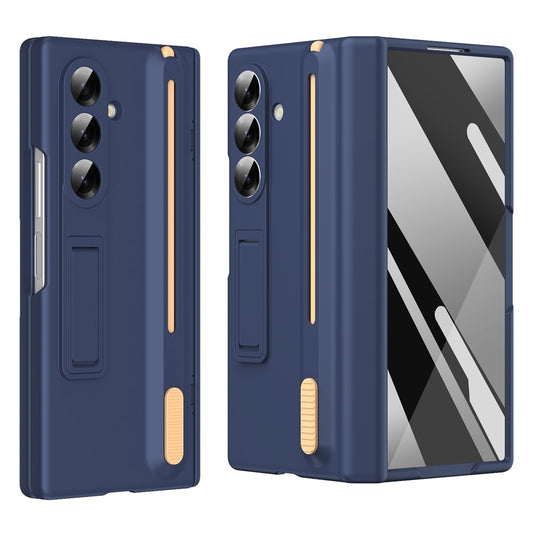For Samsung Galaxy Z Fold7 5G Kickstand Phone Case with Tempered Glass Screen Protector and Stylus Pen