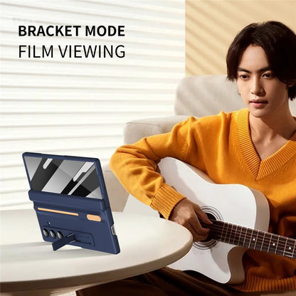 For Samsung Galaxy Z Fold7 5G Kickstand Phone Case with Tempered Glass Screen Protector and Stylus Pen