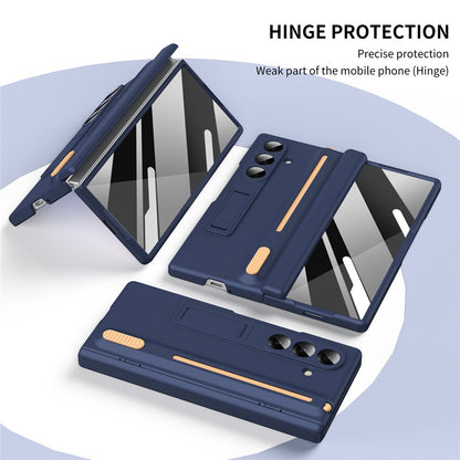 For Samsung Galaxy Z Fold7 5G Kickstand Phone Case with Tempered Glass Screen Protector and Stylus Pen