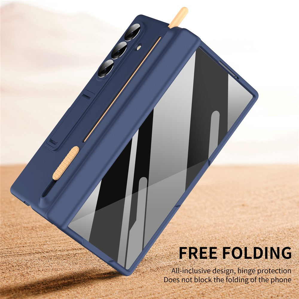 For Samsung Galaxy Z Fold7 5G Kickstand Phone Case with Tempered Glass Screen Protector and Stylus Pen