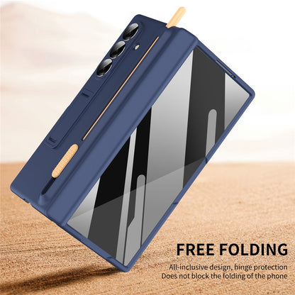 For Samsung Galaxy Z Fold7 5G Kickstand Phone Case with Tempered Glass Screen Protector and Stylus Pen