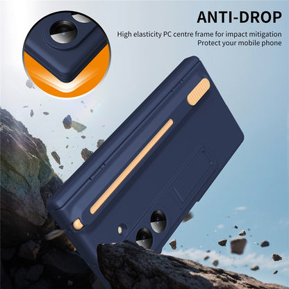 For Samsung Galaxy Z Fold7 5G Kickstand Phone Case with Tempered Glass Screen Protector and Stylus Pen