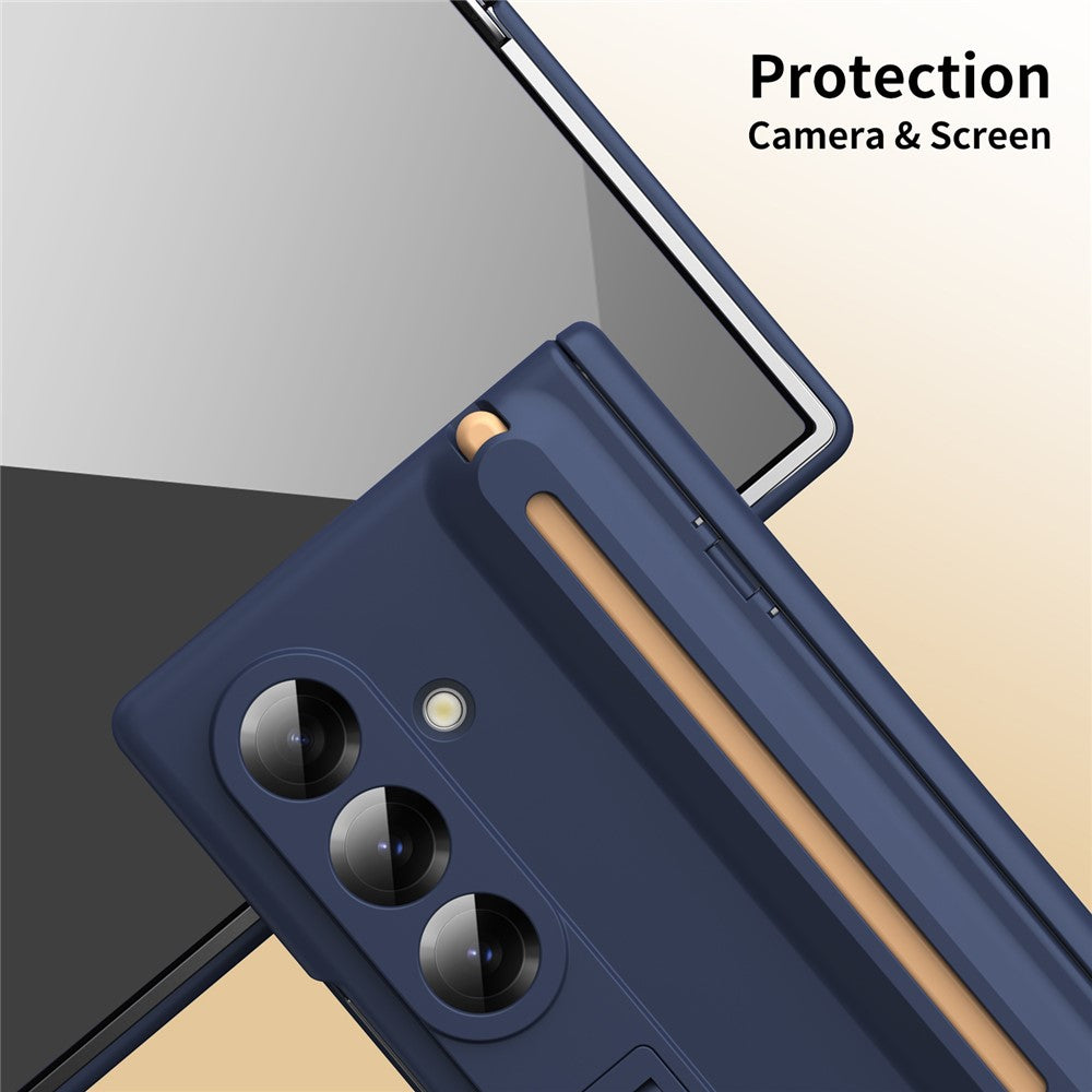 For Samsung Galaxy Z Fold7 5G Kickstand Phone Case with Tempered Glass Screen Protector and Stylus Pen