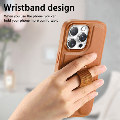 For iPhone 13 Pro Max 6.7 inch Magnetic Case CASENEO Wristband PU Leather + PC Shockproof Phone Cover