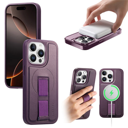 For iPhone 13 Pro Max 6.7 inch Magnetic Case CASENEO Wristband PU Leather + PC Shockproof Phone Cover