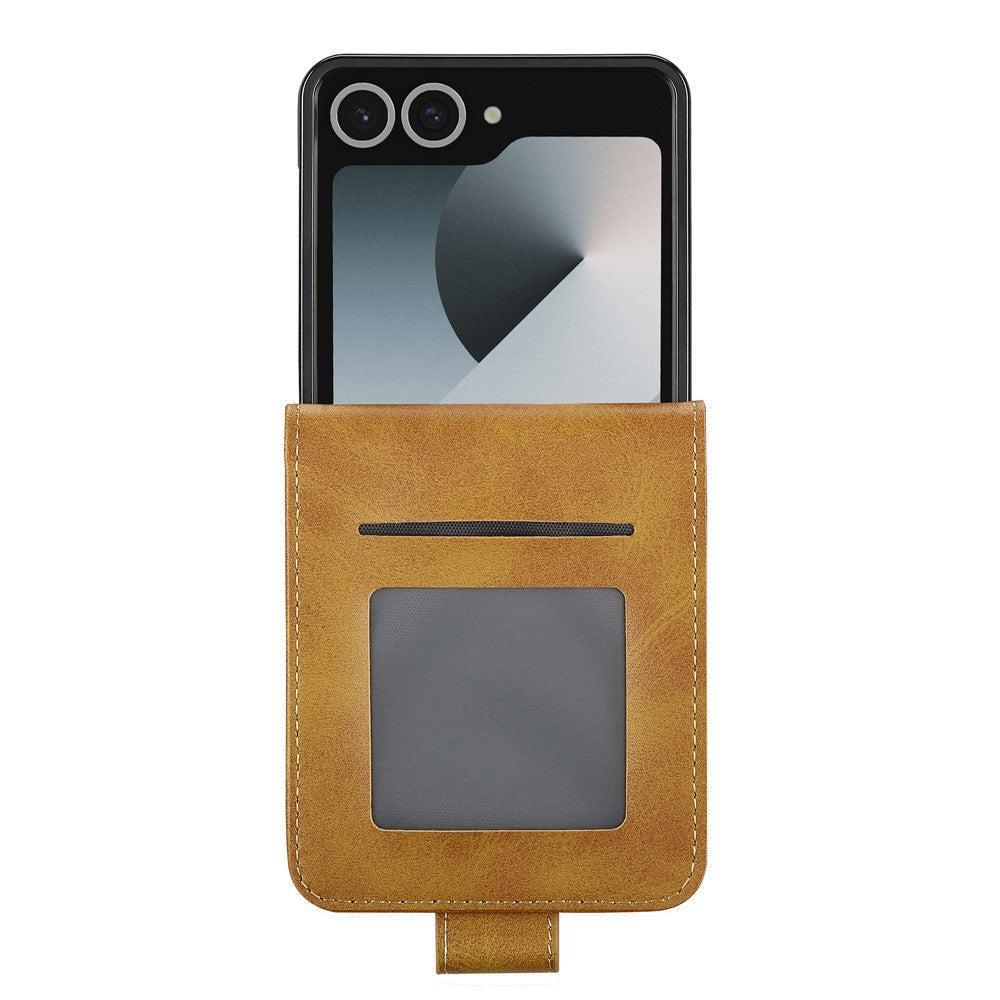 LC.IMEEKE For Samsung Galaxy Z Flip7 5G Case Card Holder Calf Texture PU Leather Folding Phone Cover