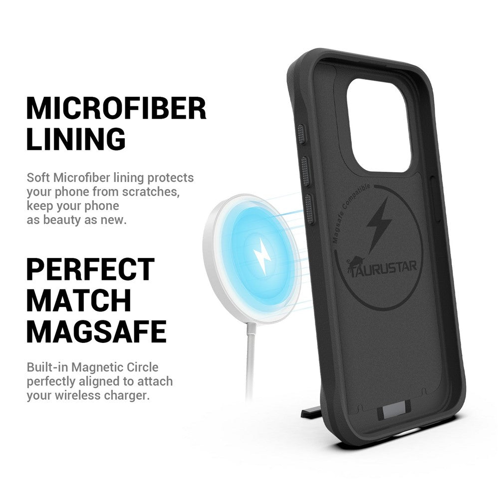 For iPhone 13 Pro Max Magnetic Case PC + TPU Phone Cover with Hidden Kickstand