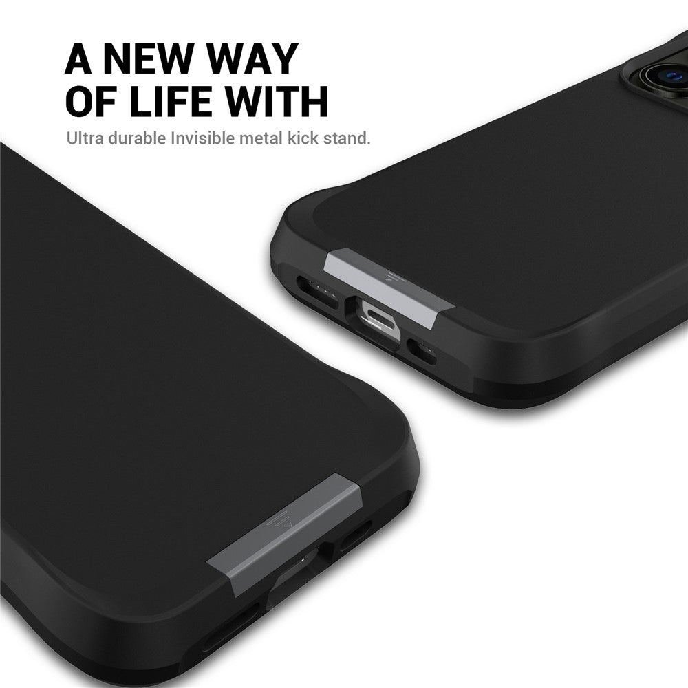 For iPhone 13 Pro Max Magnetic Case PC + TPU Phone Cover with Hidden Kickstand