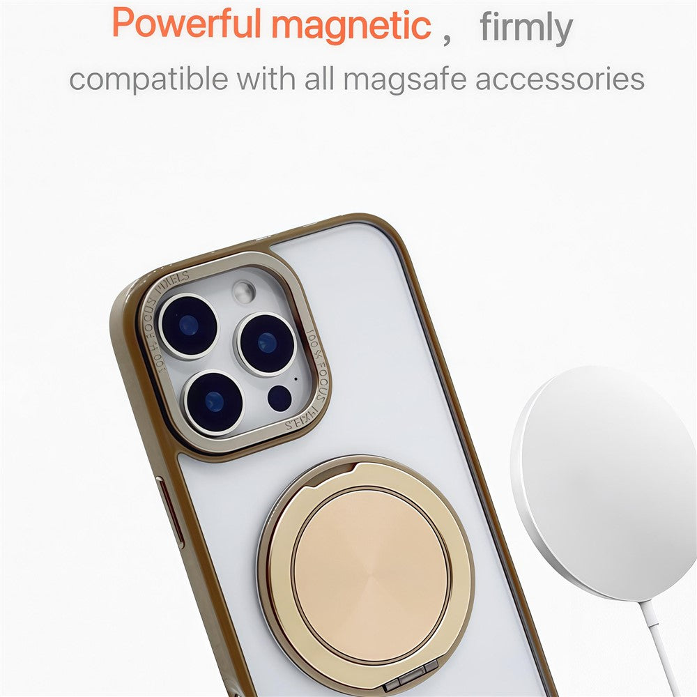 For iPhone 13 Pro Magnetic Case Acrylic TPU Phone Back Cover with Kickstand