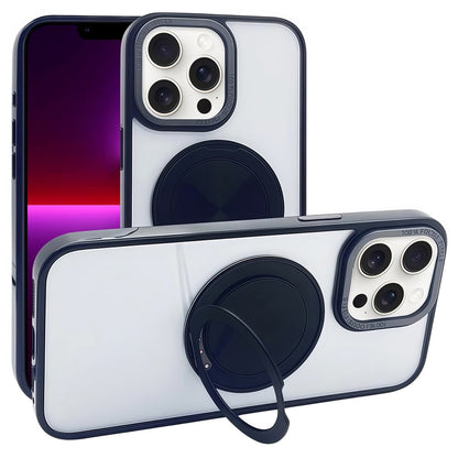 For iPhone 13 Pro Magnetic Case Acrylic TPU Phone Back Cover with Kickstand