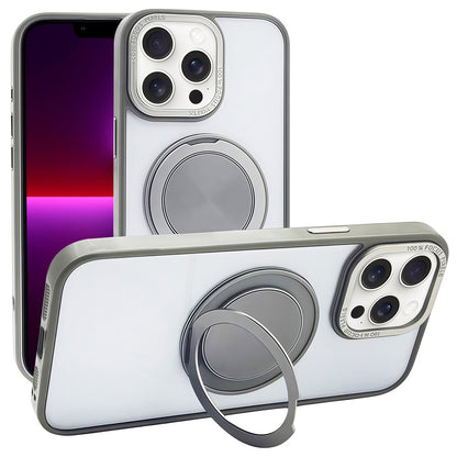 For iPhone 13 Pro Magnetic Case Acrylic TPU Phone Back Cover with Kickstand