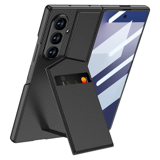 GKK For Samsung Galaxy Z Fold7 5G Case PC + PU Leather Phone Cover with Card Holder Kickstand, Screen Film