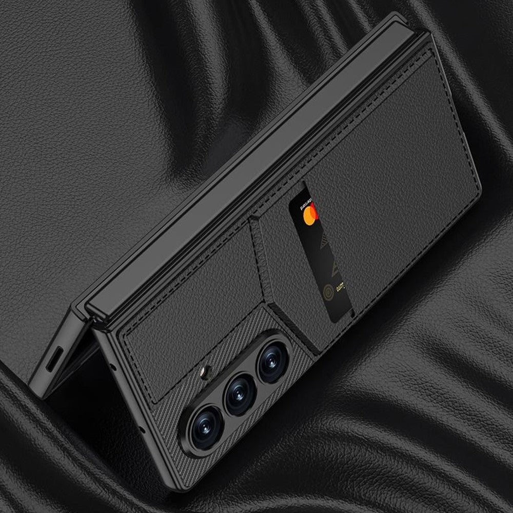 GKK For Samsung Galaxy Z Fold7 5G Case PC + PU Leather Phone Cover with Card Holder Kickstand, Screen Film