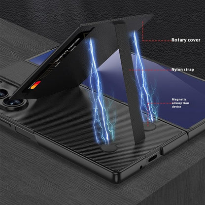 GKK For Samsung Galaxy Z Fold7 5G Case PC + PU Leather Phone Cover with Card Holder Kickstand, Screen Film
