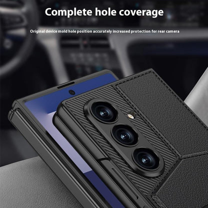 GKK For Samsung Galaxy Z Fold7 5G Case PC + PU Leather Phone Cover with Card Holder Kickstand, Screen Film